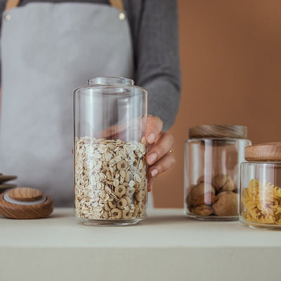 White Oka Glass Jar - HGHOM