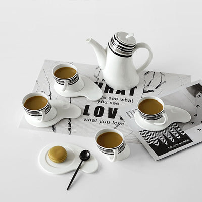 White Simple Bone China Black Tea Tea Set - HGHOM