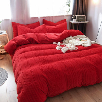 Winter Warm Milk Velvet Three-dimensional Cut Flower Bedding Set - HGHOM