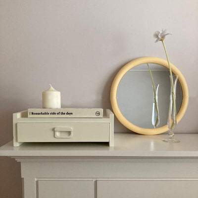 Wooden Frame Retro Round Mirror - HGHOM