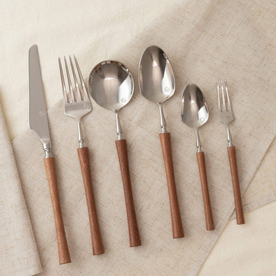 Wooden Handle Flatware 6 Pieces Set - HGHOM